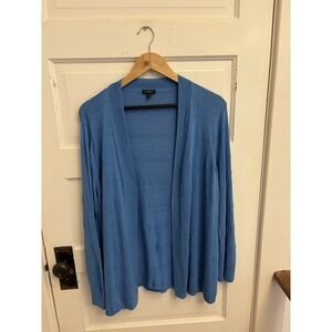 Talbots‎ Women's Blue Open Front Knit Cardigan 3/4 Sleeve Size 2X
